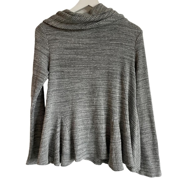Anthropologie Postmark Maurisa Gray Waffle Knit Cowl Neck Sweater Top, Size M - Picture 5 of 7